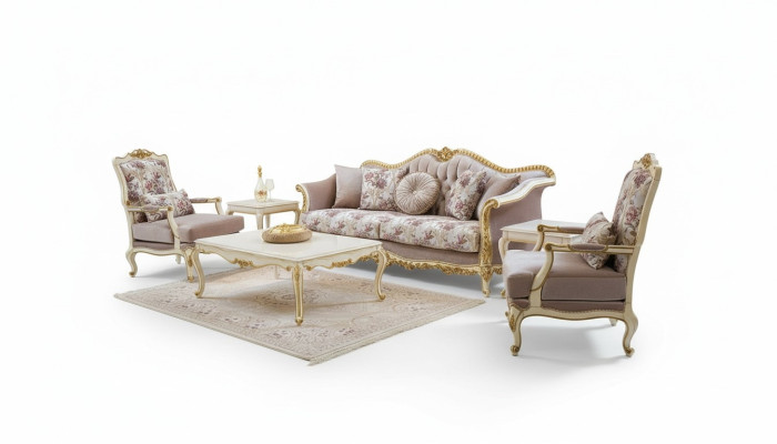 Zestaw sofowy Sofa miejsce do siedzenia stolik kawowy Fotel Sofy Zestaw Materiał Luksus Siedzące 5-częściowy.