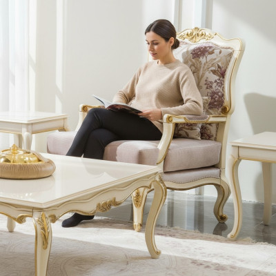 Luxury Meble Design Fotel o klasycznym designie tronu Włókienniczego do salonu