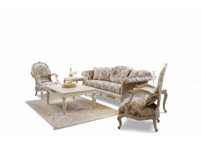 Luksusowy Zestaw sofowy miejsce do siedzenia stolik kawowy Sofa Sofy Fotel Materiał Kanapa 4-częściowa.