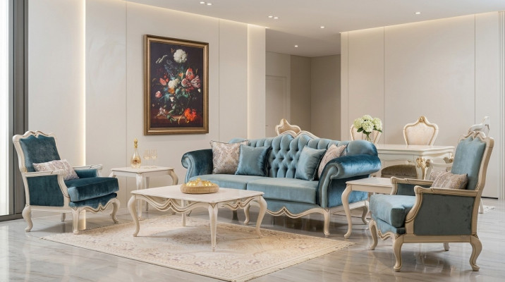 Luksusowy Zestaw sofowy 311 miejsce do siedzenia stolik kawowy Sofa Fotel Material Couch 4-częściowa.