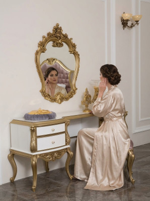Royal Toaletka do konsoli Baroque Lustro Kredens Drewno 2-częściowa