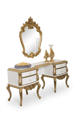 Royal Toaletka do konsoli Baroque Lustro Kredens Drewno 2-częściowa