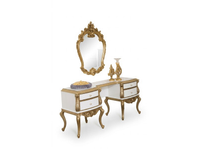 Royal Toaletka do konsoli Baroque Lustro Kredens Drewno 2-częściowa