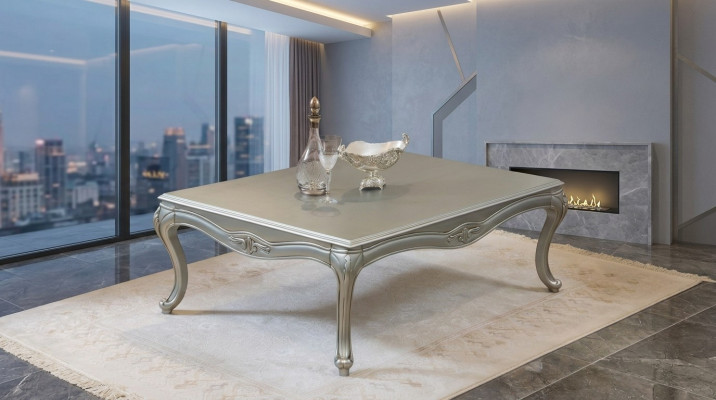 Luksusowy stolik kawowy Classic Stoliki do kawy Silver Table Drewno Nowość