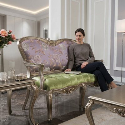 Barokowa Rokokowa Sofa Ławka Kolorowa Ławka Kanapa Klasyczne Meble Chesterfield