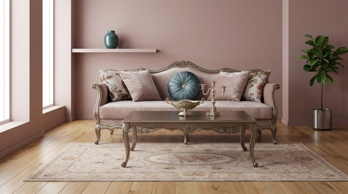 Sofa trzyosobowa 3 miejsce do siedzenia Kanapy Sofy Luksusowy Materiał Tapicerowany Liliowy