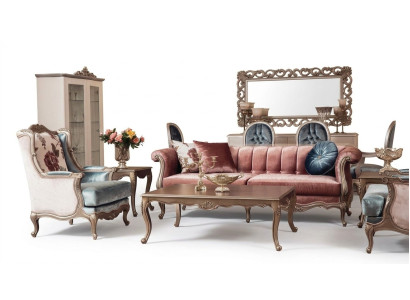Zestaw sofowy klasyczna sofa komplet wypoczynkowy stolik kawowy 2x Fotel luksusowy zestaw 4 sztuki.