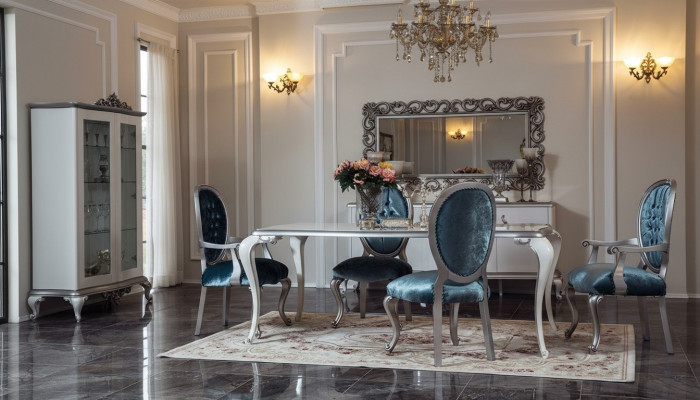 Design jadalnia zestaw 8 sztuk Krzesło Kredens Gablota Lustro stoły do ​​jadalni Drewno
