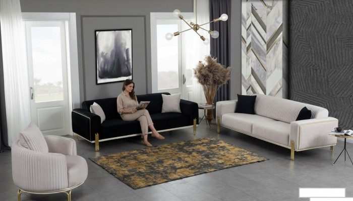 Luksusowy Zestaw sofowy Zestaw Sofowy Sofa Podkładka Kanapy 3+3+1 Zestawy Tapicerskie Aksamit