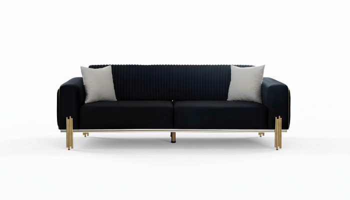 Sofa Trzyosobowa Meble Aksamit Designerskie Złote Metalowe Tapicerowane Nowoczesne Kanapy Nowość