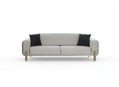 Luksusowa Sofa 3 miejsce do siedzenia Kanapy Sofy Tapicerowana Kanapa Materiał Nowoczesna Biały Trzyosobowa