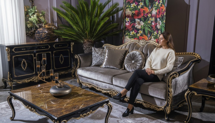 Klasyczna Luksusowa Sofa 3 miejsce do siedzenia Siedziba Material Design Couch Style Włókienniczy