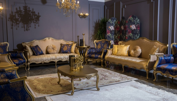 Klasyczny Zestaw sofowy 3+3+1+1 miejsce do siedzenia Luksusowy Ustaw Sofa Fotel Zestaw 4szt