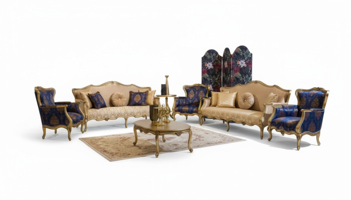 Klasyczny Zestaw sofowy 3+3+1+1 miejsce do siedzenia Luksusowy Ustaw Sofa Fotel Zestaw 4szt