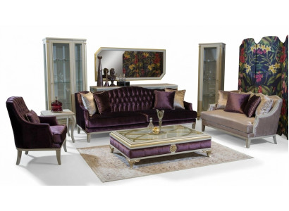 Fioletowy Chesterfield Meble Barokowe Sofa Trzyosobowa Włókienniczy Kanapa Nowość