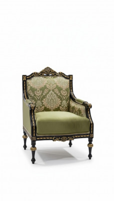 Fotel Classic Relaks Materiał Lounge Włókienniczy miejsce do siedzenia Luxury Siedziba Baroque Green