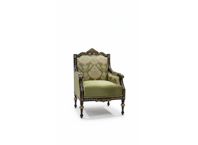 Fotel Classic Relaks Materiał Lounge Włókienniczy miejsce do siedzenia Luxury Siedziba Baroque Green