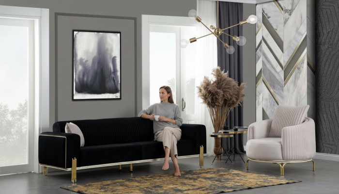 Luksusowy Zestaw Ustaw Zestaw sofowy 331 Siedziba Sofa Sofy Fotel Materiał 3szt. Zestawy Nowe
