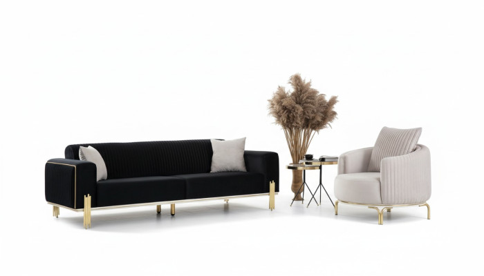 Luksusowy Zestaw Ustaw Zestaw sofowy 331 Siedziba Sofa Sofy Fotel Materiał 3szt. Zestawy Nowe