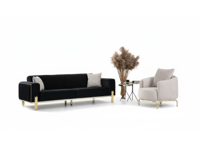 Luksusowy Zestaw Ustaw Zestaw sofowy 331 Siedziba Sofa Sofy Fotel Materiał 3szt. Zestawy Nowe