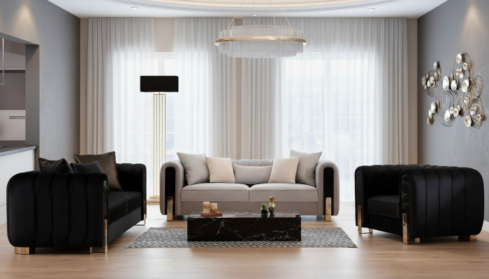 Luksusowy Zestaw Ustawić Zestaw sofowy 3+3+1 miejsce siedzące Sofa Sofy Fotel Materiał 3szt. zestawy