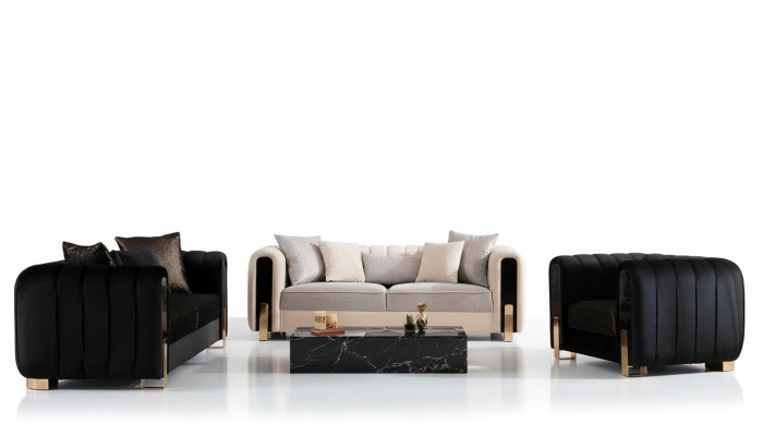 Luksusowy Zestaw Ustawić Zestaw sofowy 3+3+1 miejsce siedzące Sofa Sofy Fotel Materiał 3szt. zestawy