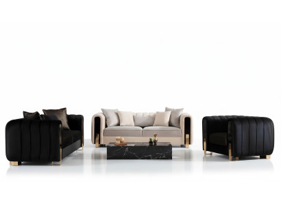 Luksusowy Zestaw Ustawić Zestaw sofowy 3+3+1 miejsce siedzące Sofa Sofy Fotel Materiał 3szt. zestawy