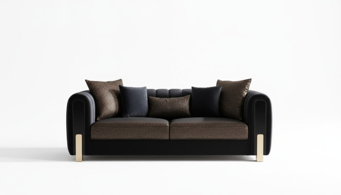 Sofa trzyosobowa Medusa 3 miejsce do siedzenia Kanapy Sofy Luksusowa Podkładka Kanapa Czarny Materiał