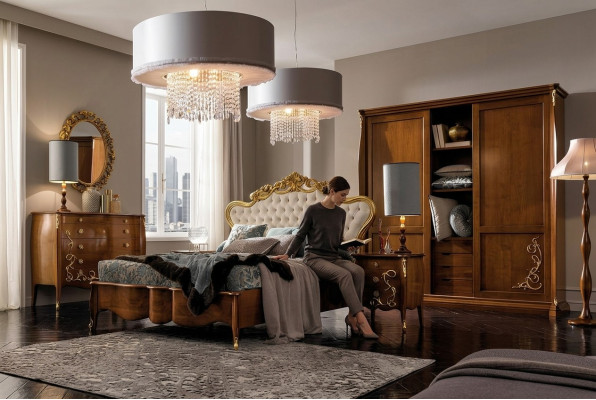 Sypialnia Zestaw Hotel Design Sypialnia Luksusowe Łóżko Stolik nocny Kredens 6-częściowy