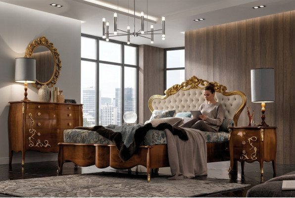 łóżko Ustawić Łóżko Luxu Classic Sypialnia Hotel Łóżko Baroque Meble Drewno