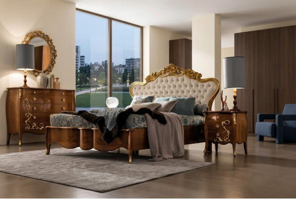 łóżko Ustawić Łóżko Luxu Classic Sypialnia Hotel Łóżko Baroque Meble Drewno