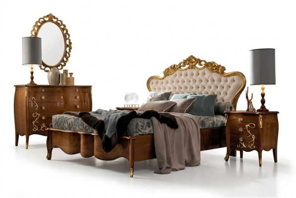 łóżko Ustawić Łóżko Luxu Classic Sypialnia Hotel Łóżko Baroque Meble Drewno