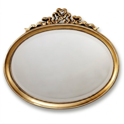 Lustro Classic Drewno Owalny połysk ścienny Lustro Design Gold Living Room Nowość