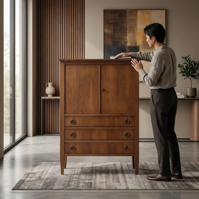 Szafa Barowa Gablota Salon Designerska Półka Meble Drewno House Ściana