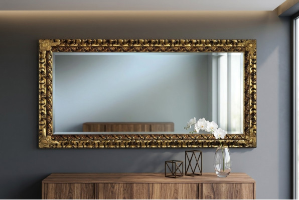 Lustro Italian Classic Designer Meble połysk Drewno ścienne Gold New xxl