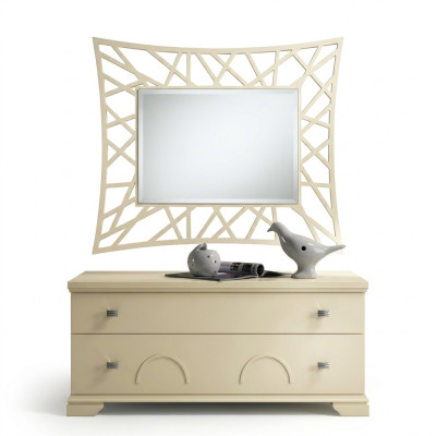 Lustro wiszące Lustro Drewno Modern połysk ścienne Meble Mirror Design 90x90 Nowość