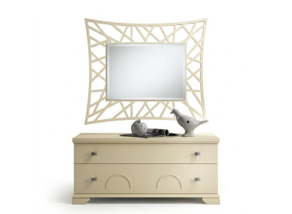 Lustro wiszące Lustro Drewno Modern połysk ścienne Meble Mirror Design 90x90 Nowość