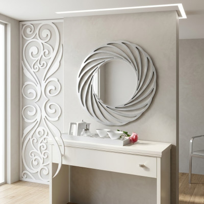 Lustro wiszące Lustro Drewno Modern połysk ścienne Meble Mirror Design 90x90 Nowość