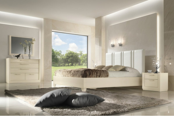 Łóżka podwójne Nowoczesna rama łóżka Łóżko Drewno Podkładka Design Hotel Double