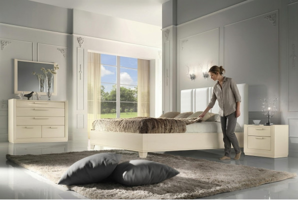 Ustawić Zestaw Sypialnia Łóżko Stolik nocny Kredens Lustro Luxury Drewno Design 5-częściowy
