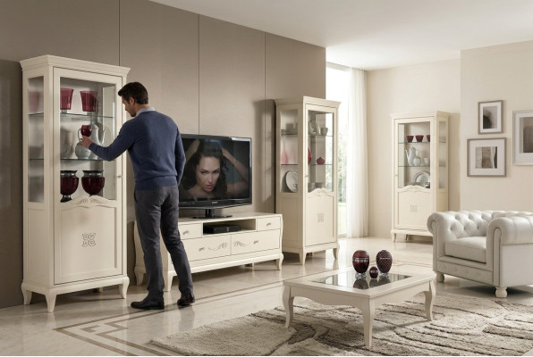 Luksusowy zestaw rtv do salonu Telewizor Gablota Nowoczesne Drewno Meble Szafa w stylu Szafki 3-częściowy
