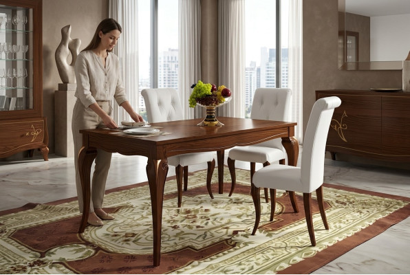 Jadalnia Stół obiadowy Rozkładany Tabela Drewno stoły Modern Design jadalnia Luxury Meble