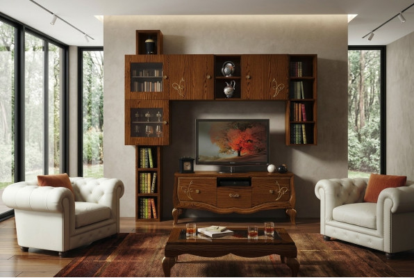 Klasyczny telewizor Grupa RTV do salonu Telewizor Gablota Nowoczesne Drewno Meble Szafa w stylu