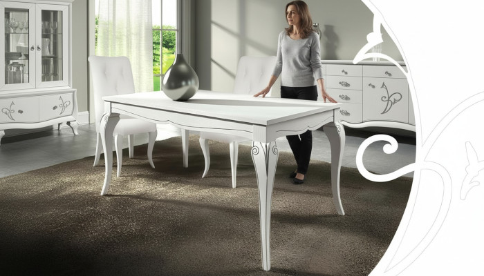 Stół obiadowy Rozkładany Tabela xxl stoły Modern Drewno Ess jadalnia Design Biały Nowość