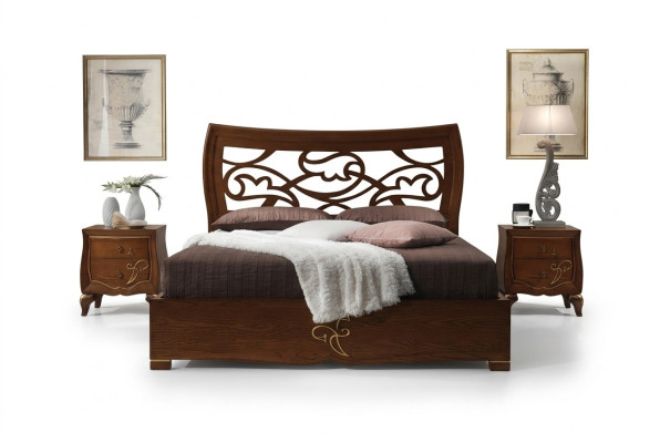Podwójne łóżko Rama łóżka Łóżko Drewno Double Sypialnia Brown Modern 160x200