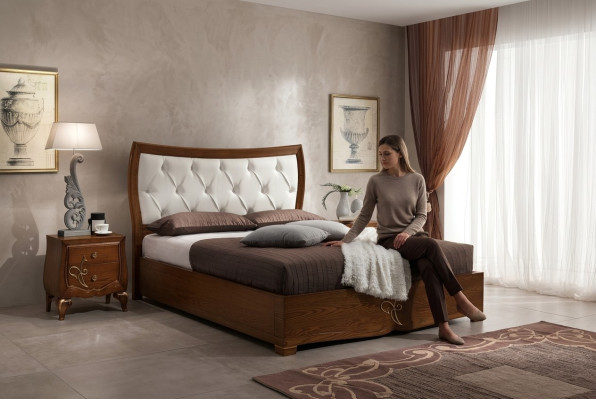 Sypialnia Łóżko Stolik nocny Grupa Drewno Double Design Ustaw Zestaw 3szt