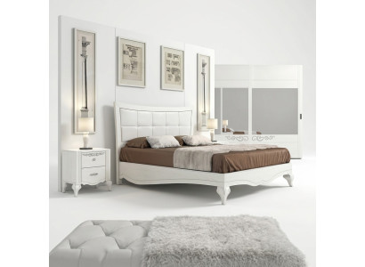 Sypialnia Łóżko Stolik nocny łóżka Double Drewno Designer Modern New Zestaw 3szt