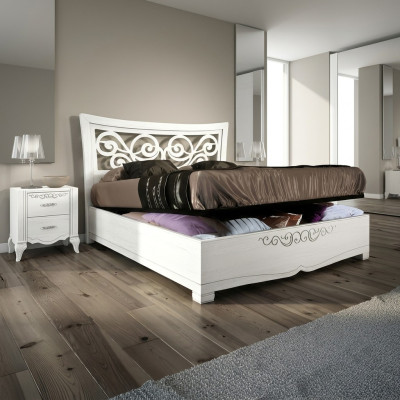 Ramy łóżek Podwójne łóżko Łóżko luksusowe łóżko Rama łóżka z drewna Biały Design Modern Nowość