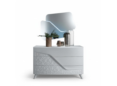 Luksusowy zestaw 2 sztuki Kredens Lustro Komody Drewno konsola Modern Design Biały Nowy