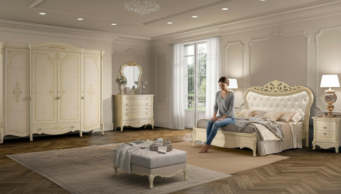 Chesterfield Łóżko Luksusowe łóżka tapicerowane Podwójne łóżko Classic Drewno Hotel